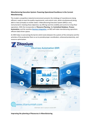 Manufacturing Execution System: Powering Operational Excellence in the Current M