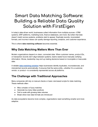 Intelligent Data Matching Solutions and Software by FirstEigen