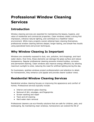 Professional Window Cleaning Services