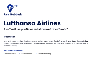 Can You Change a Name on Lufthansa Airlines Tickets