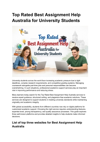 Top Rated Best Assignment Help Australia for University Students