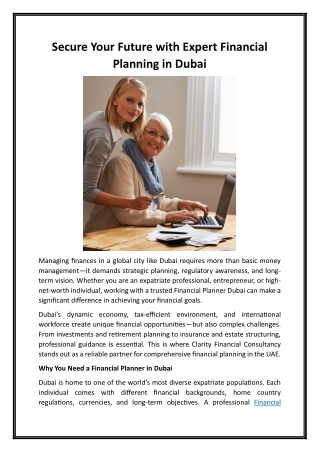 Secure Your Future with Expert Financial  Planning in Dubai