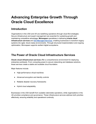 Advancing Enterprise Growth Through Oracle Cloud Excellence