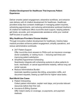 Chatbot Development for Healthcare– AI Assistants for Patients | Intuitina