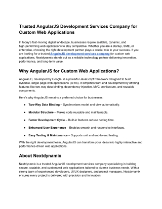 Trusted AngularJS Development Services Company for Custom Web Applications