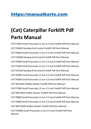 Caterpillar F(Cat) Caterpillar Forklift Pdf Parts forklift Pdf Parts Manual
