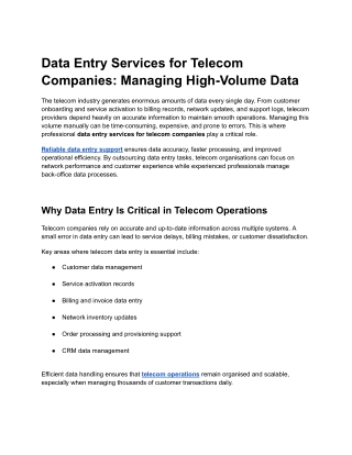 Data Entry Services for Telecom Companies_ Managing High-Volume Data