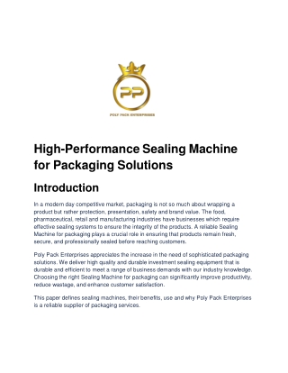 High-Performance Sealing Machine for Packaging Solutions
