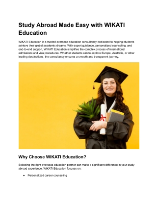 Study Abroad Made Easy with WIKATI Education