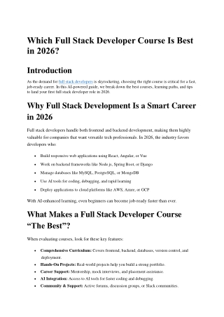 Which Full Stack Developer Course Is Best in 2026_Credo Systemz
