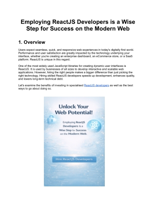 Employing ReactJS Developers is a Wise Step for Success on the Modern Web