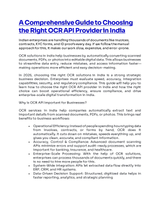 A Comprehensive Guide to Choosing the Right OCR API Provider in India