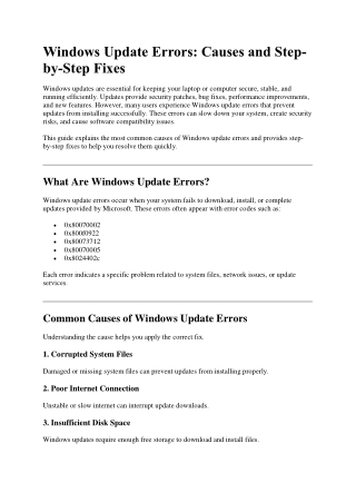Windows Update Errors