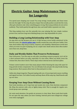 Electric Guitar Amp: Unlocking Powerful Tone and Performance