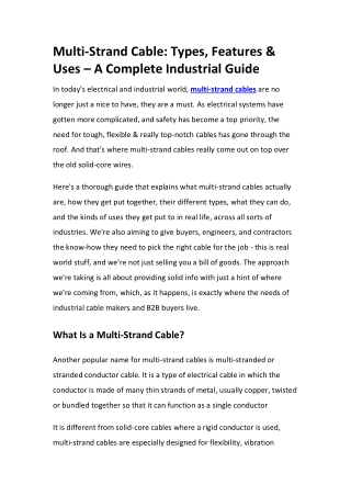 multi strand cable types features uses a complete