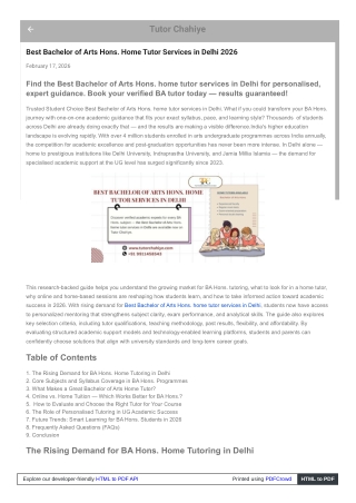 Academic Excellence Hub Best Bachelor of Arts Hons. home tutor services in Delhi