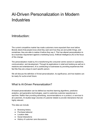 AI-Driven Personalization in Modern Industries