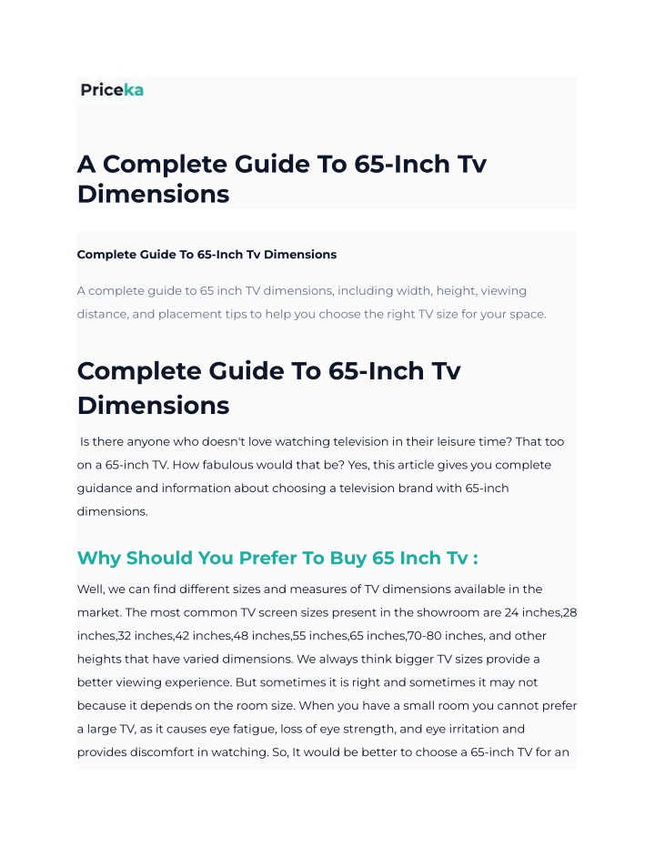 65 Inch Scale PPT - A Complete Guide To 65-Inch Tv Dimensions PowerPoint Presentation ...