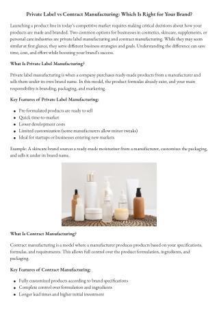 private label vs contract manufacturing which