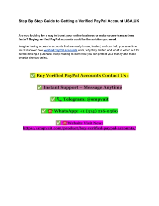 Step By Step Guide to Getting a Verified PayPal Account USA,UK