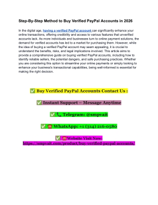 Step-By-Step Method to Buy Verified PayPal Accounts in 2026