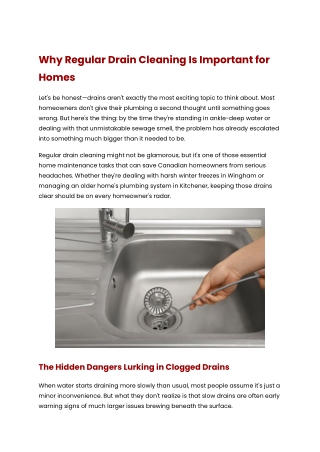 why regular drain cleaning is important for homes