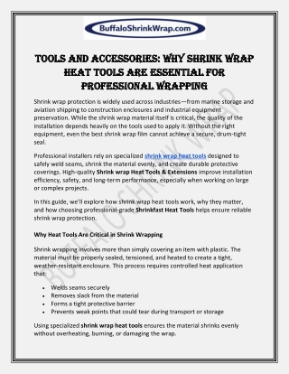 Tools and Accessories: Why Shrink Wrap Heat Tools Are Essential for Professional