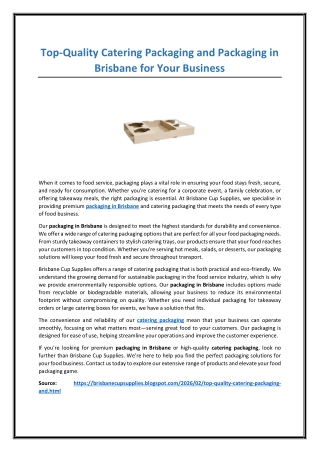 Top-Quality Catering Packaging and Packaging in Brisbane for Your Business