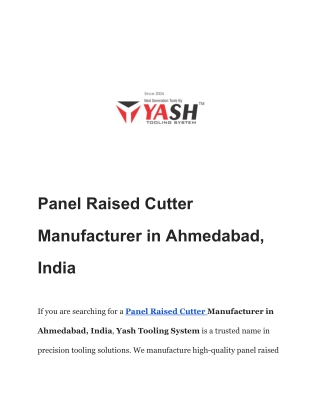 Panel Raised Cutter Manufacturer in Ahmedabad, India