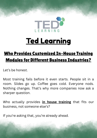Who Provides Customized In-House Training Modules for Different Industries?
