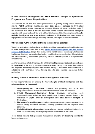 PGDM Artificial Intelligence and Data Science Colleges in Hyderabad_ Programs and Career Opportunities