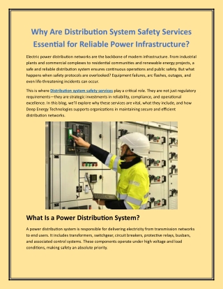 Why Are Distribution System Safety Services Essential for Reliable Power Infrastructure