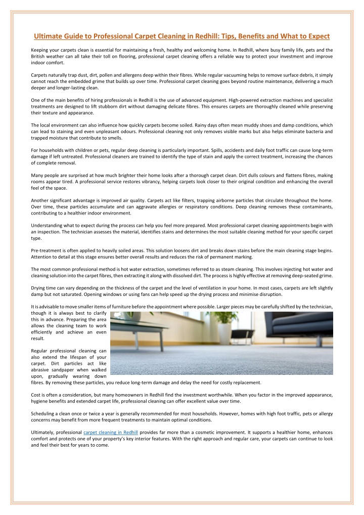 PPT - Ultimate Guide to Professional Carpet Cleaning in Redhill Tips ...