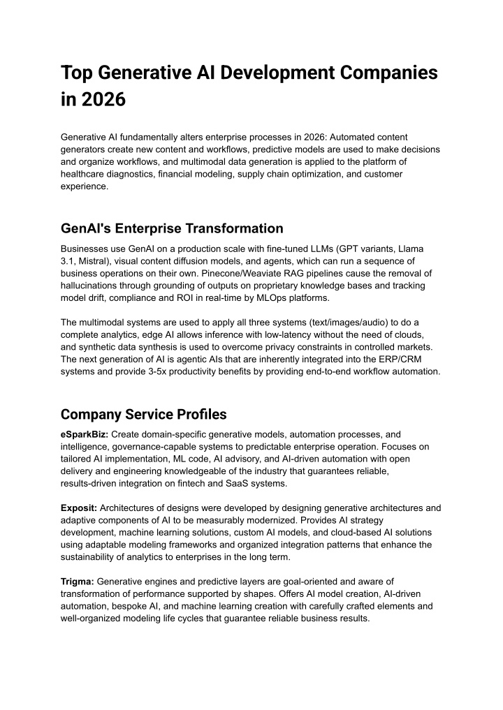 PPT - Top Generative AI Development Companies in 2026 PowerPoint ...