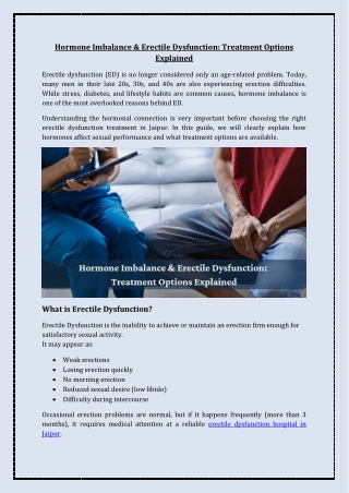 Hormone Imbalance Erectile Dysfunction Treatment Options Explained