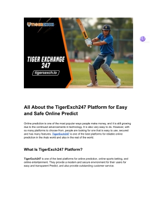 Tiger Exchange 247: Visit Tiger Exchange and Tiger Bet