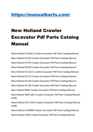 New Holland Crawler Excavator Pdf Parts Catalog Manual