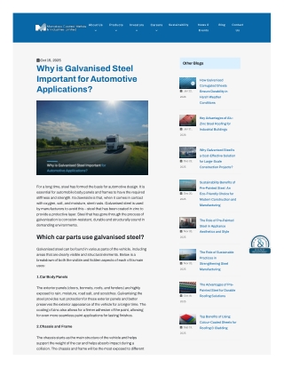 why is galvanised steel important for automotive applications