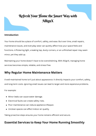 Refresh Your Home the Smart Way with AllignX