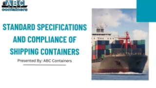 Standard Specifications and Compliance of Shipping Containers