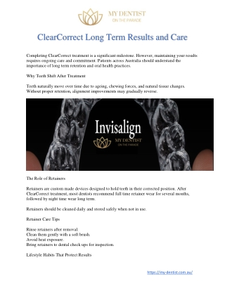 ClearCorrect Long Term Results and Care