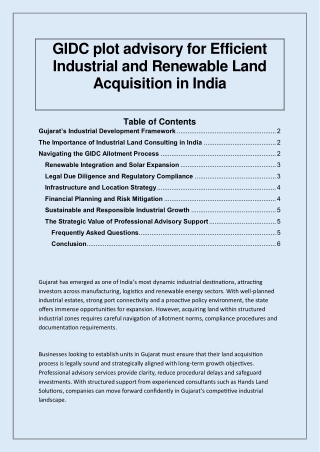 GIDC plot advisory for Efficient Industrial and Renewable Land Acquisition in India