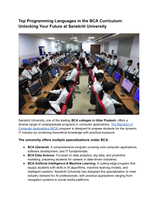Top Programming Languages in the BCA Curriculum_ Unlocking Your Future at Sanskriti University