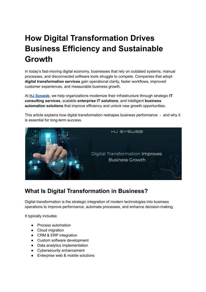 PPT - How Digital Transformation Drives Business Efficiency and ...