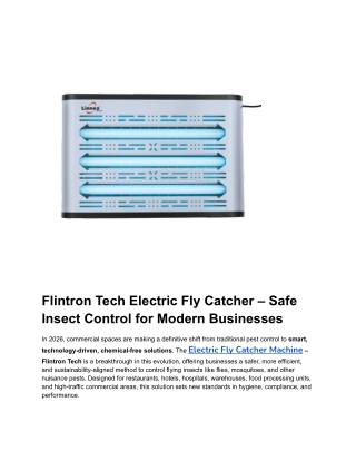 Flintron Tech Electric Fly Catcher – Safe Insect Control for Modern Businesses