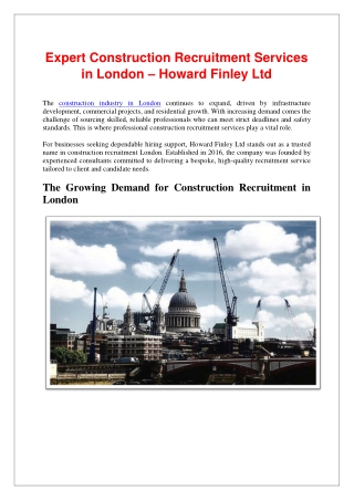 Expert Construction Recruitment Services in London