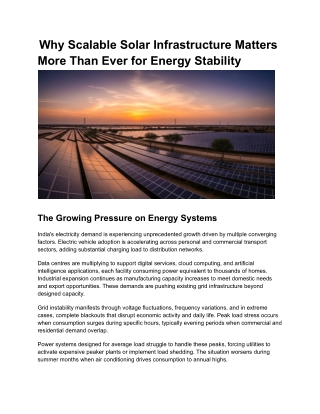 Why Scalable Solar Infrastructure Matters More Than Ever for Energy Stability