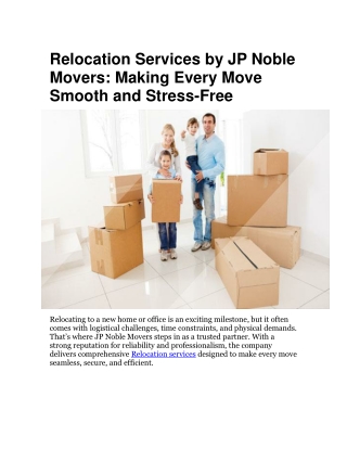 Relocation Services by JP Noble Movers