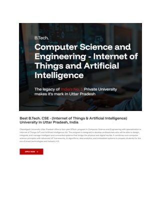 Btech CSE IOT & AI | Chandigarh University UP