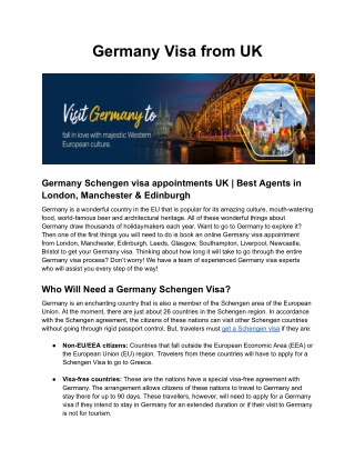 Apply Germany Visa from UK with Easy Steps and Expert Guidance